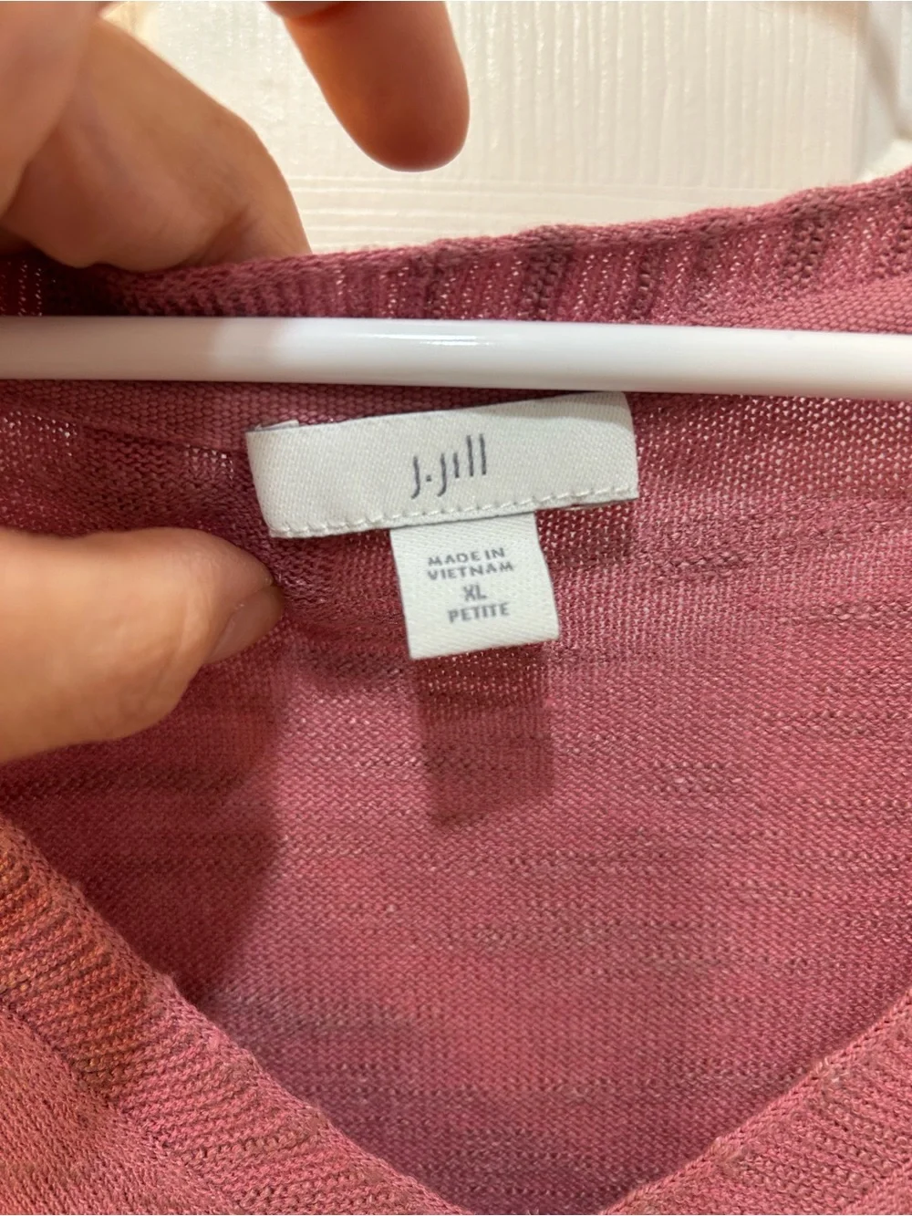 J.‎ Jill Linen Cotton Blend Rose Pink V-neck Sweater Sz XL Petite Feminine Mauve